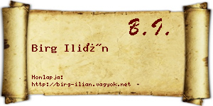 Birg Ilián névjegykártya